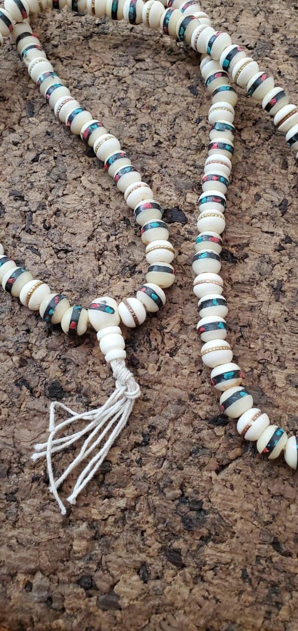 Yak Bone and Turquoise Mala 8.5mm