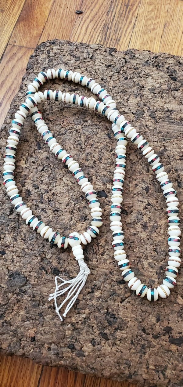 Yak Bone and Turquoise Mala 8.5mm - Image 2