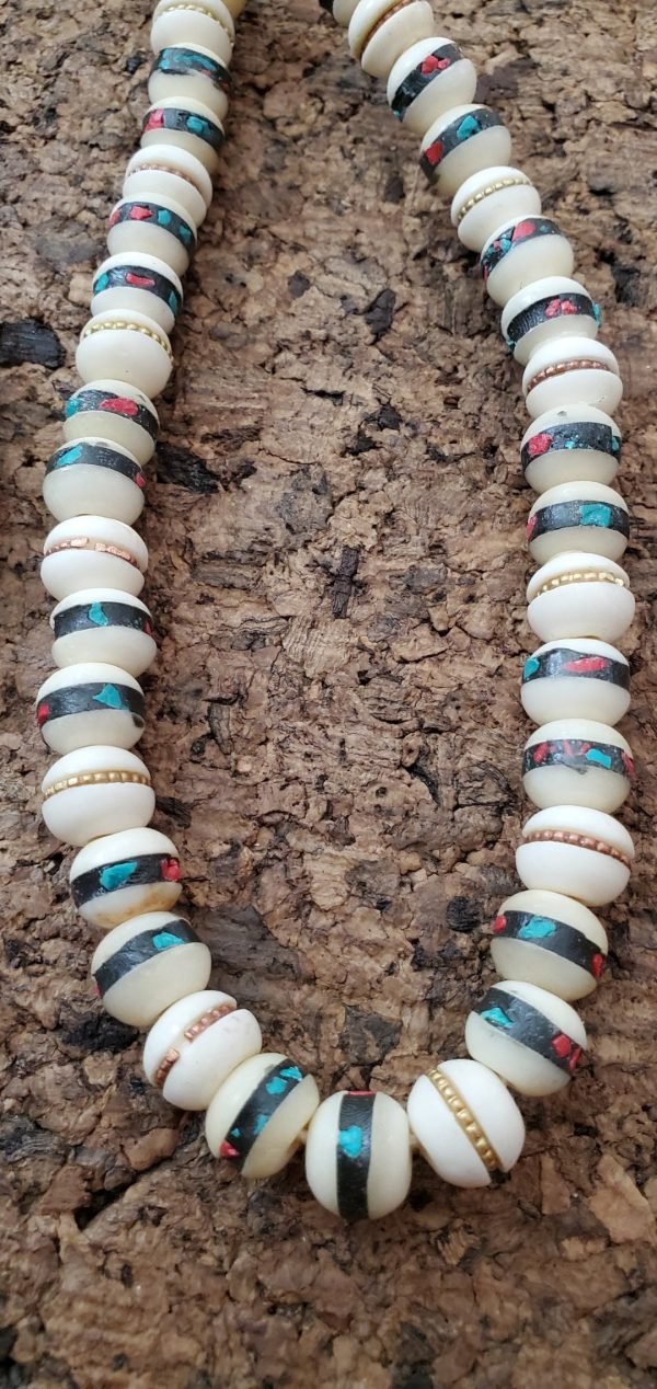 Yak Bone and Turquoise Mala 8.5mm - Image 3