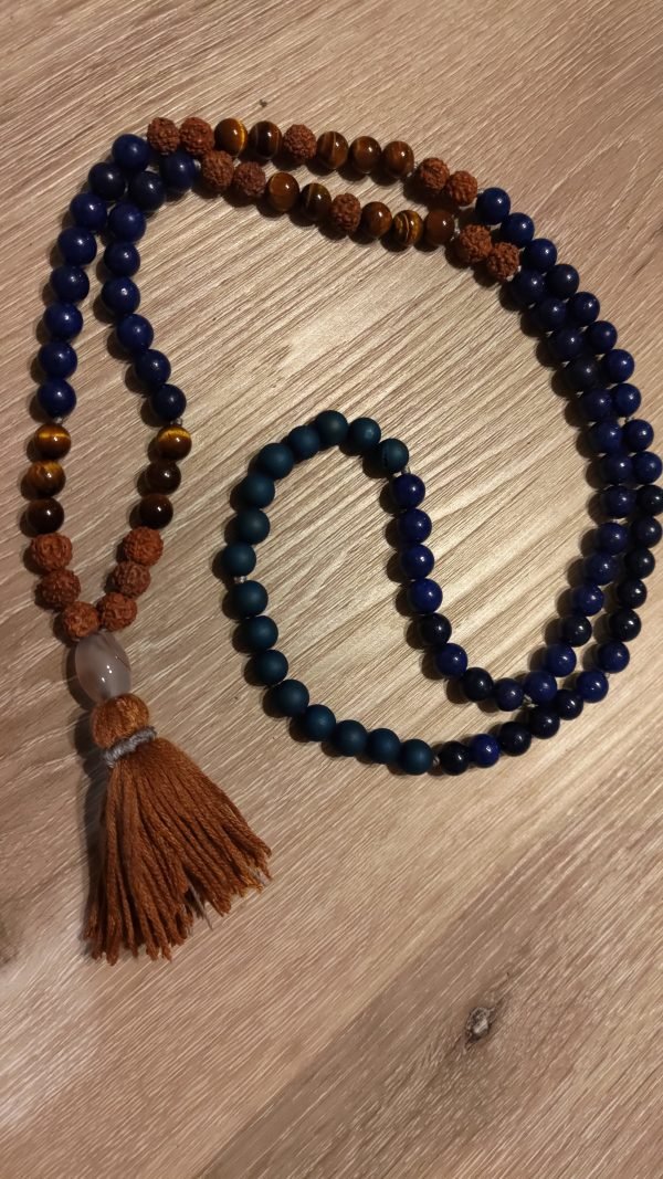 Lapis Tigers Eye Agate Rudraksha Seeds - Image 2