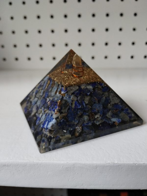 Lapis Lazuli Pentagram Orgonite Pyramid 3" - Image 6