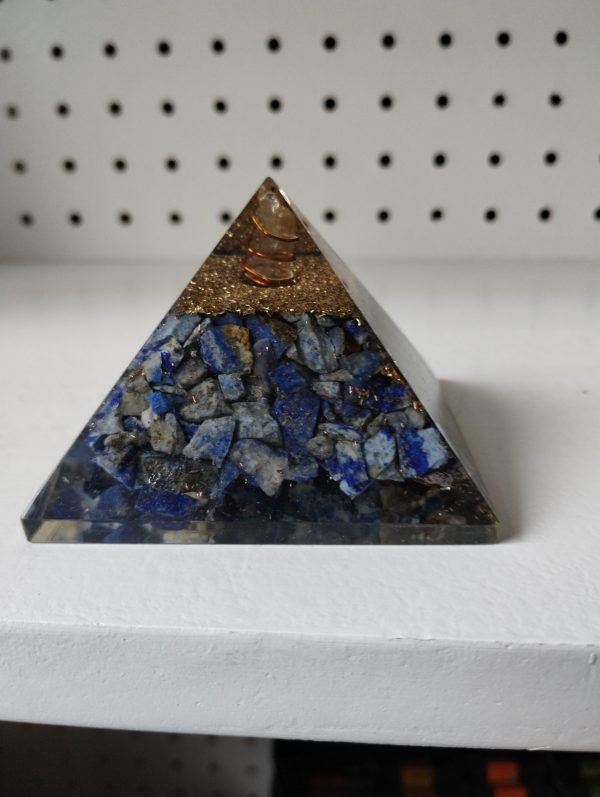 Lapis Lazuli Pentagram Orgonite Pyramid 3" - Image 7