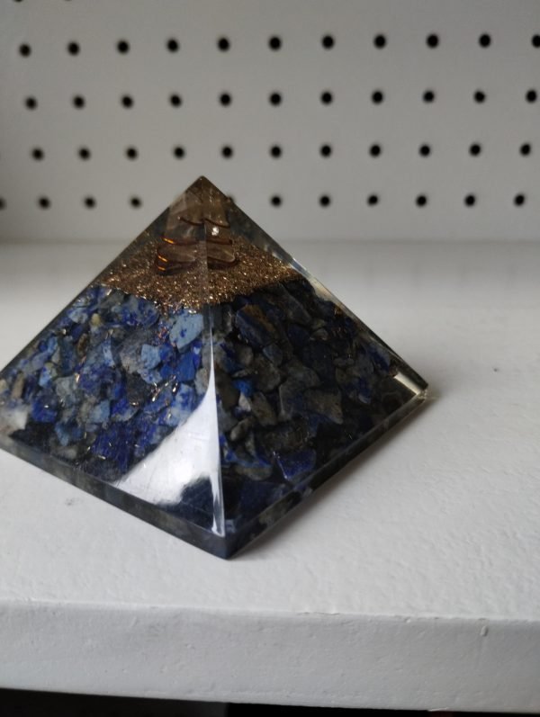 Lapis Lazuli Pentagram Orgonite Pyramid 3" - Image 5