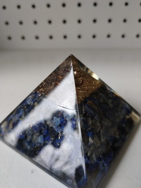 Lapis Lazuli Pentagram Orgonite Pyramid 3" - Image 4