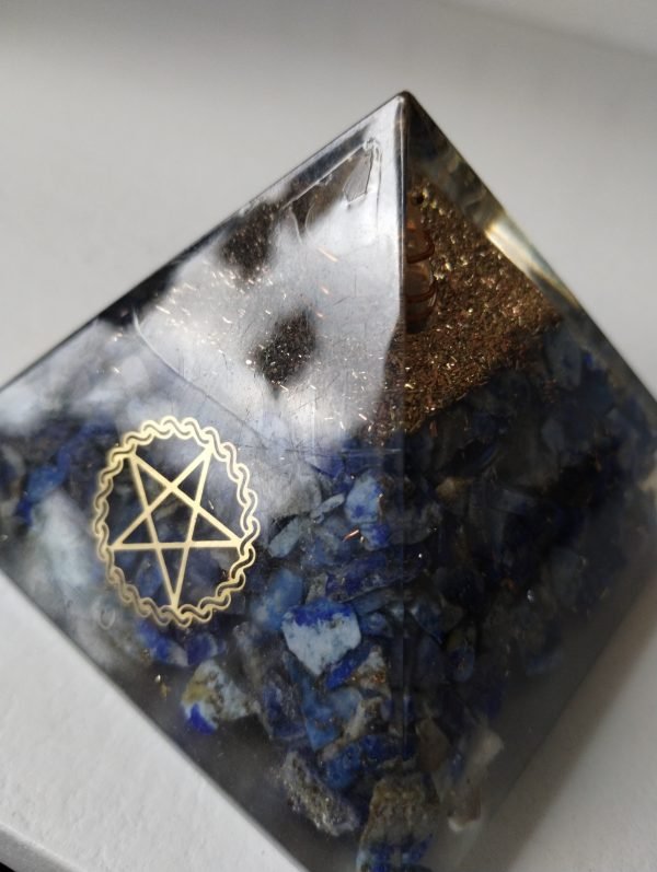 Lapis Lazuli Pentagram Orgonite Pyramid 3" - Image 3