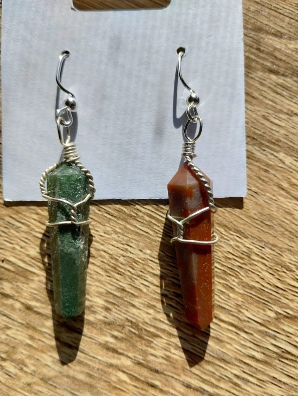 Fancy Jasper Crystal Point Earrings