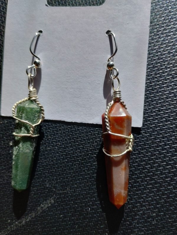 Fancy Jasper Crystal Point Earrings - Image 3