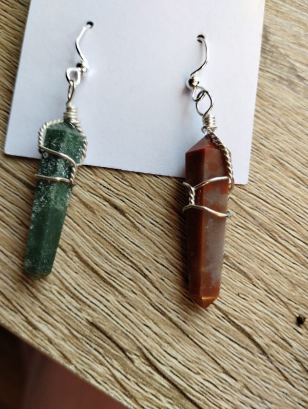 Fancy Jasper Crystal Point Earrings - Image 2