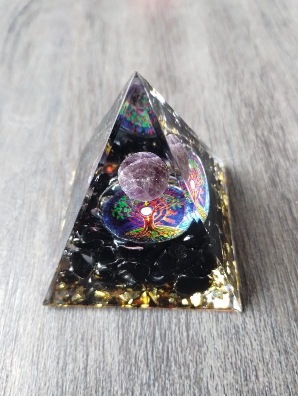 Amethyst orgonite tree of life pyramid 2x2x2.5 - Image 3