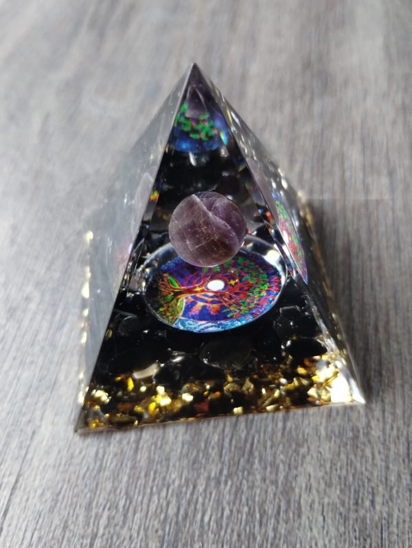 Amethyst orgonite tree of life pyramid 2x2x2.5