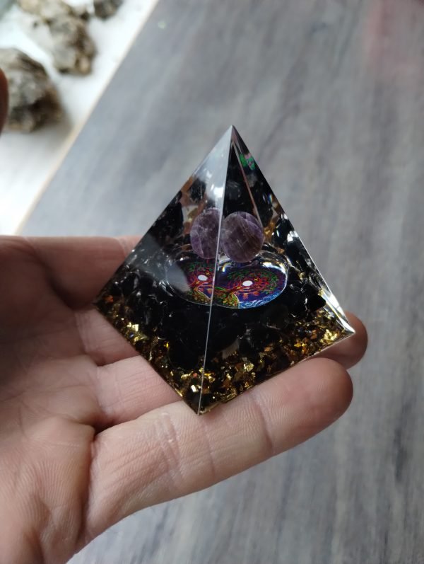 Amethyst orgonite tree of life pyramid 2x2x2.5 - Image 2