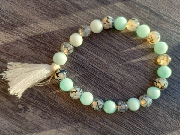 Malaysian Jade and Dragon Vein Agate Bracelet