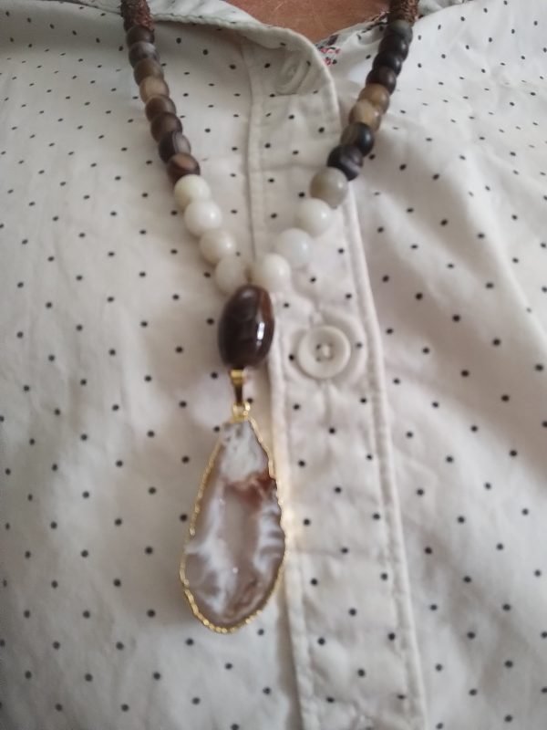 Rudraskha & Coffee Agate Necklace - Image 8