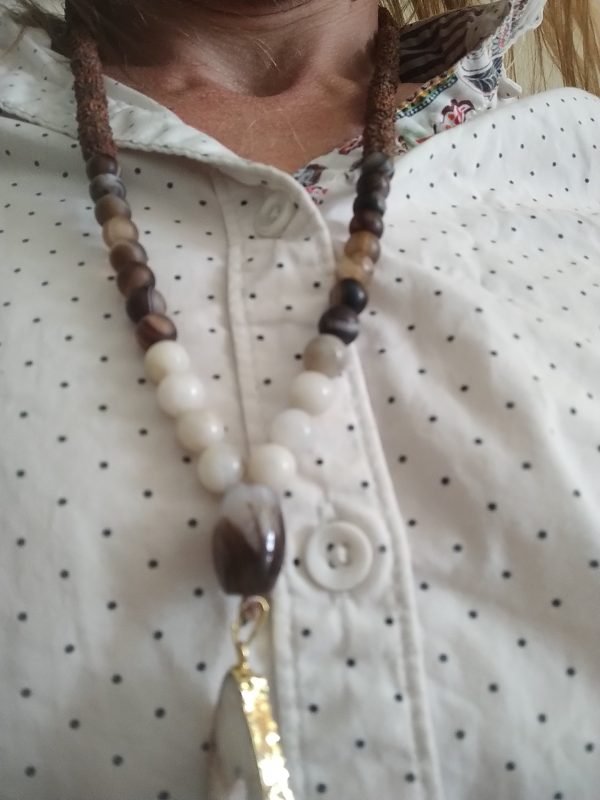 Rudraskha & Coffee Agate Necklace - Image 7