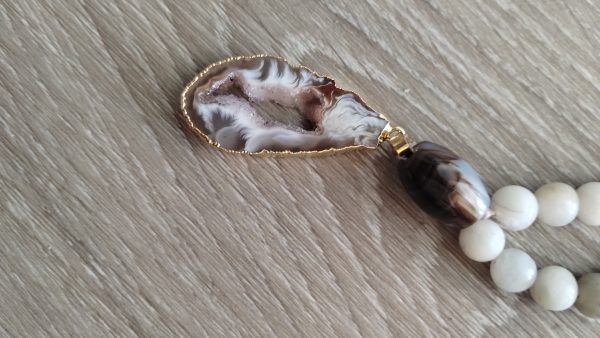 Rudraskha & Coffee Agate Necklace - Image 3