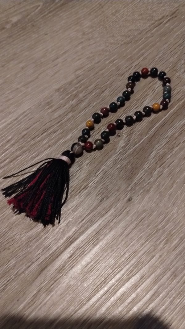 Bloodstone & Mookite Jaspe r1/4 Mala silk tassel - Image 5